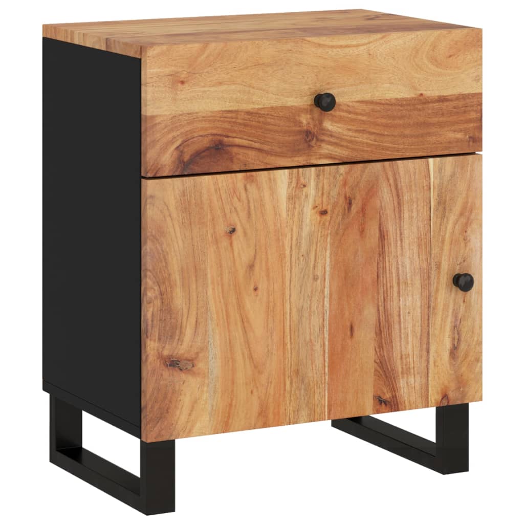 vidaXL Cabinet Accent Nightstand End Table with Storage Drawer Solid Wood-10