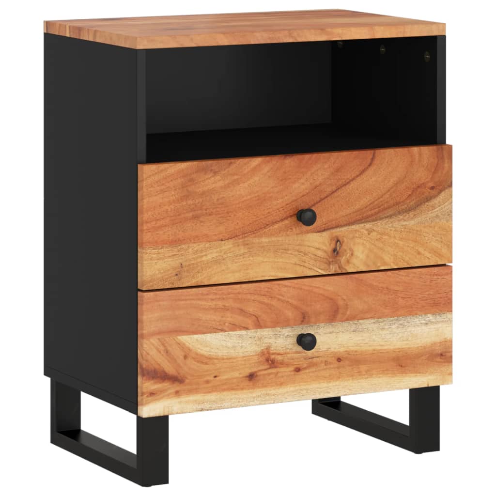 vidaXL Cabinet Accent Nightstand End Table with Storage Drawer Solid Wood-6