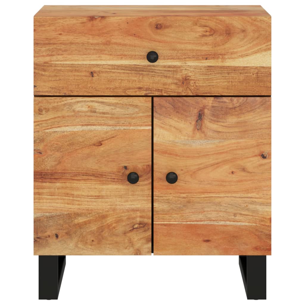vidaXL Cabinet Accent Nightstand End Table with Storage Drawer Solid Wood-3