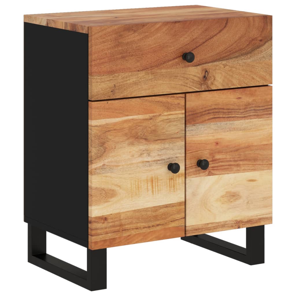vidaXL Cabinet Accent Nightstand End Table with Storage Drawer Solid Wood-8