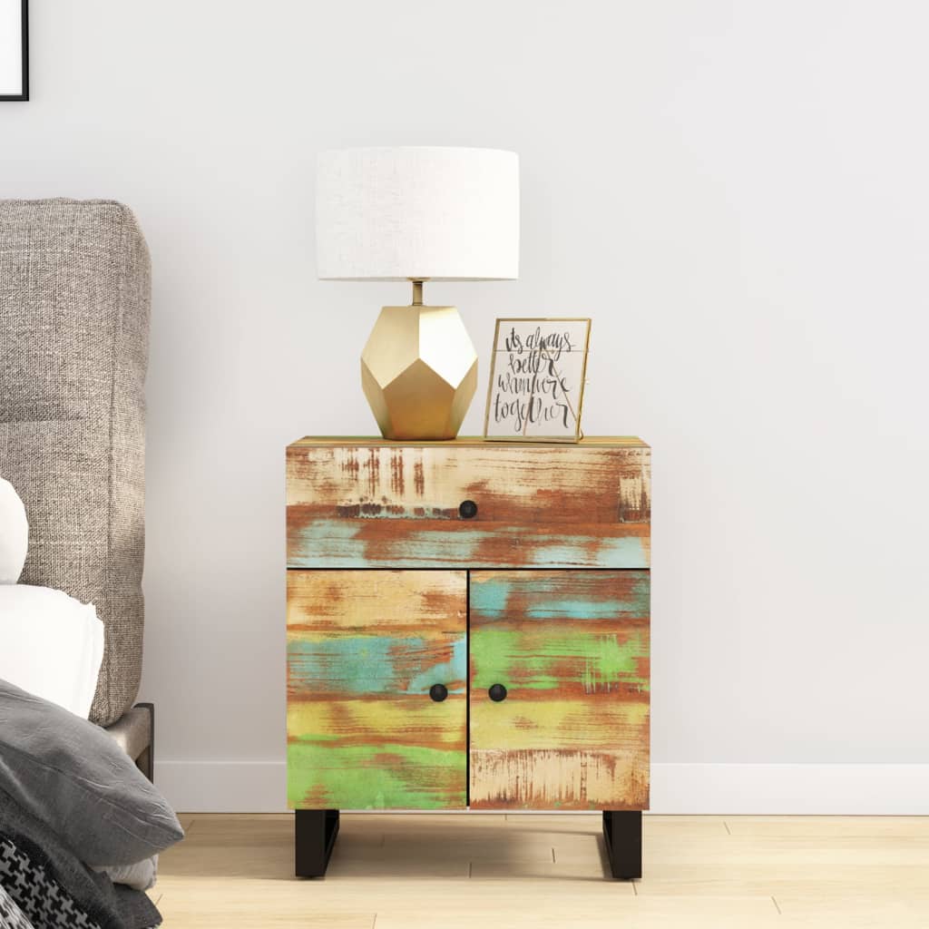 vidaXL Cabinet Accent Nightstand End Table with Storage Drawer Solid Wood-18