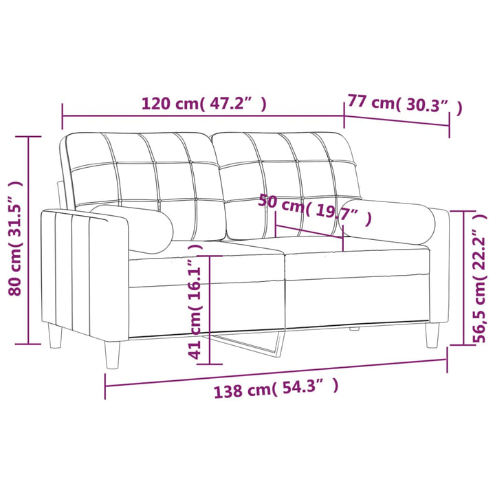 vidaXL 2-Seater Sofa with Pillows&Cushions Dark Gray 55.1" Fabric-54