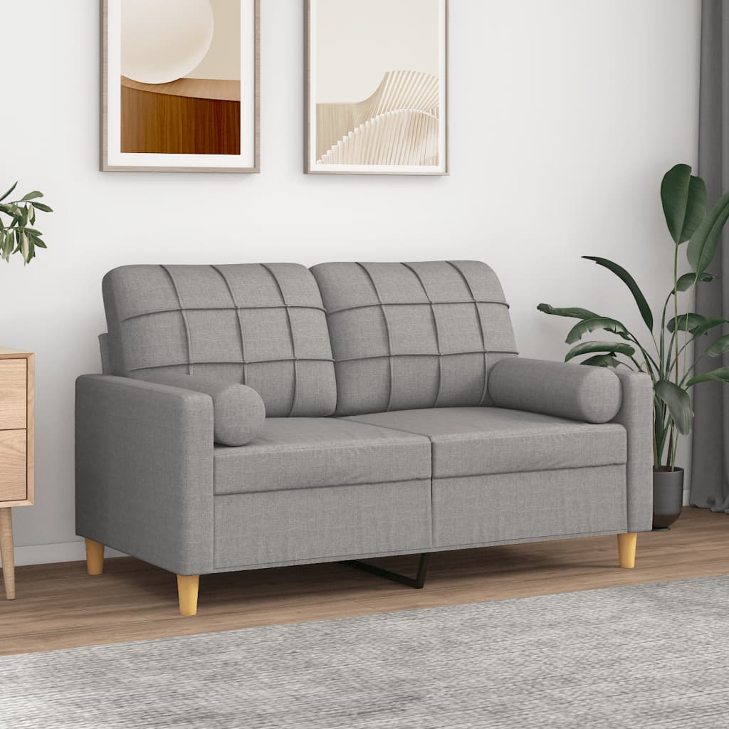 vidaXL 2-Seater Sofa with Pillows&Cushions Dark Gray 55.1" Fabric-49