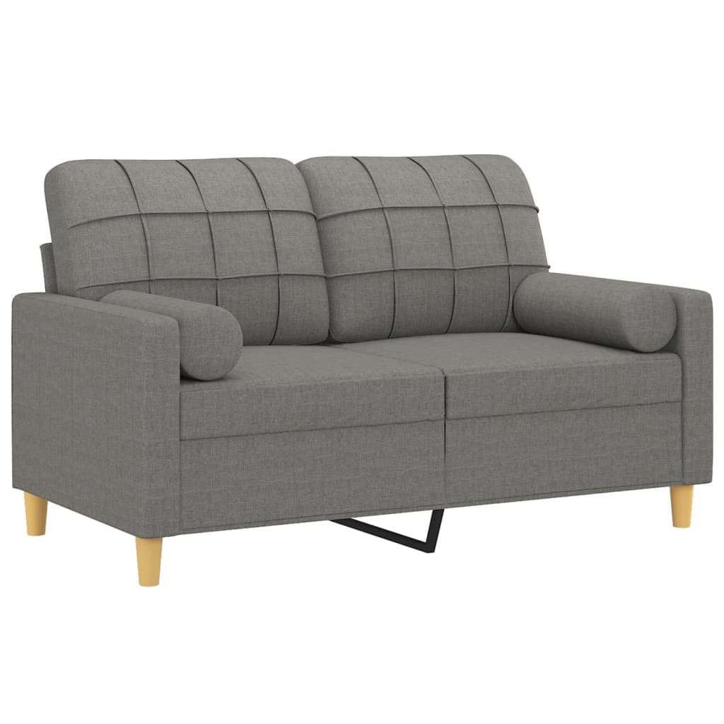 vidaXL 2-Seater Sofa with Pillows&Cushions Dark Gray 55.1" Fabric-18