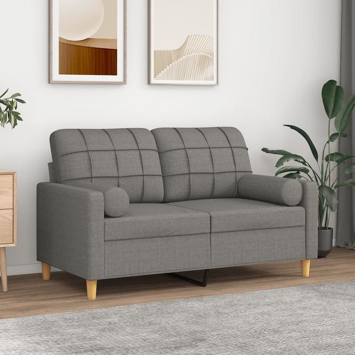vidaXL 2-Seater Sofa with Pillows&Cushions Dark Gray 55.1" Fabric-16