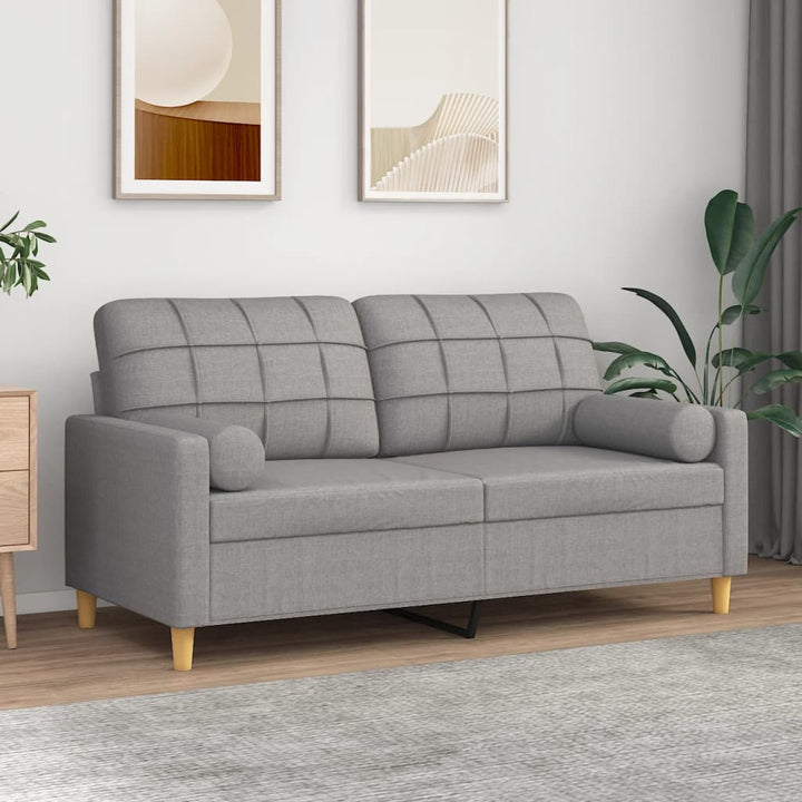 vidaXL 2-Seater Sofa with Pillows&Cushions Dark Gray 55.1" Fabric-56