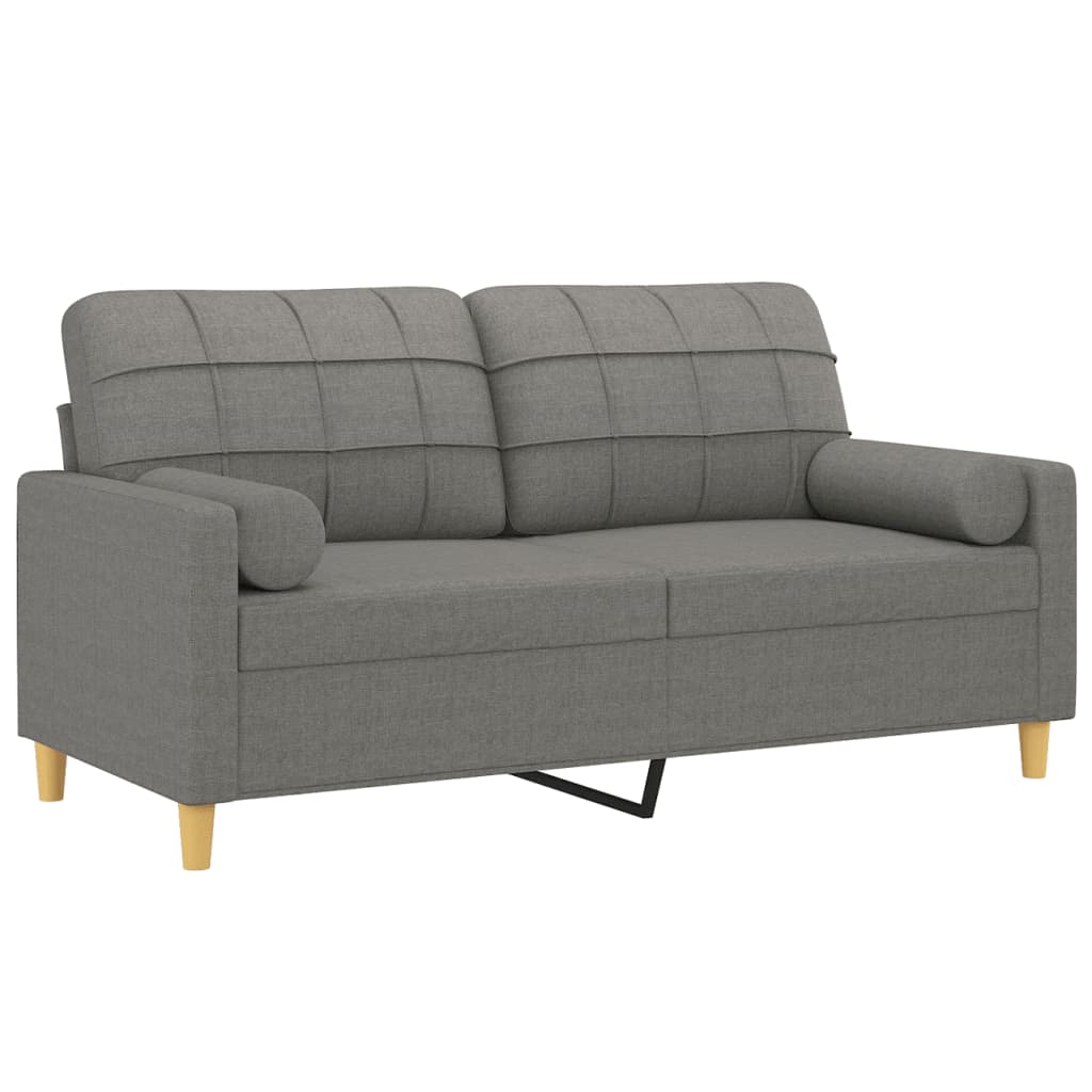 vidaXL 2-Seater Sofa with Pillows&Cushions Dark Gray 55.1" Fabric-2