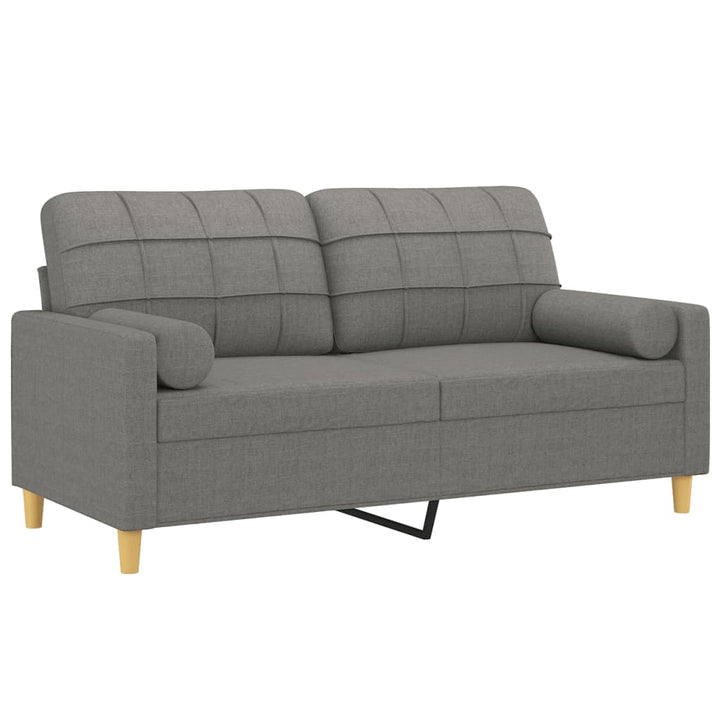vidaXL 2-Seater Sofa with Pillows&Cushions Dark Gray 55.1" Fabric-0