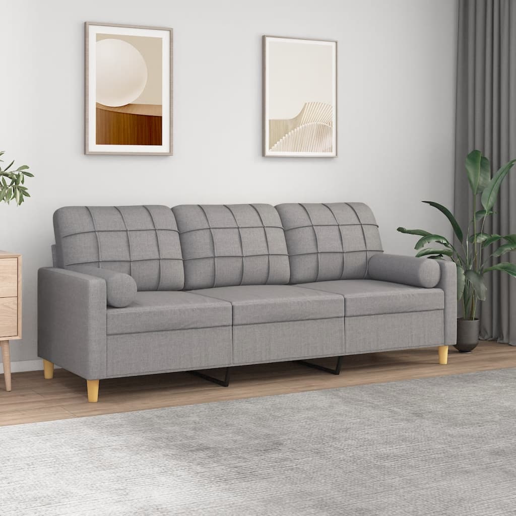 vidaXL 2-Seater Sofa with Pillows&Cushions Dark Gray 55.1" Fabric-41