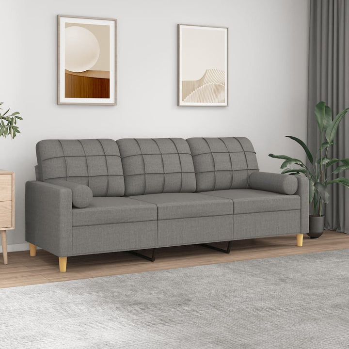 vidaXL 2-Seater Sofa with Pillows&Cushions Dark Gray 55.1" Fabric-24