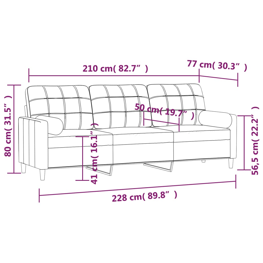 vidaXL 2-Seater Sofa with Pillows&Cushions Dark Gray 55.1" Fabric-37