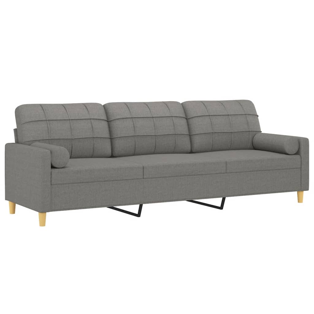 vidaXL 2-Seater Sofa with Pillows&Cushions Dark Gray 55.1" Fabric-7