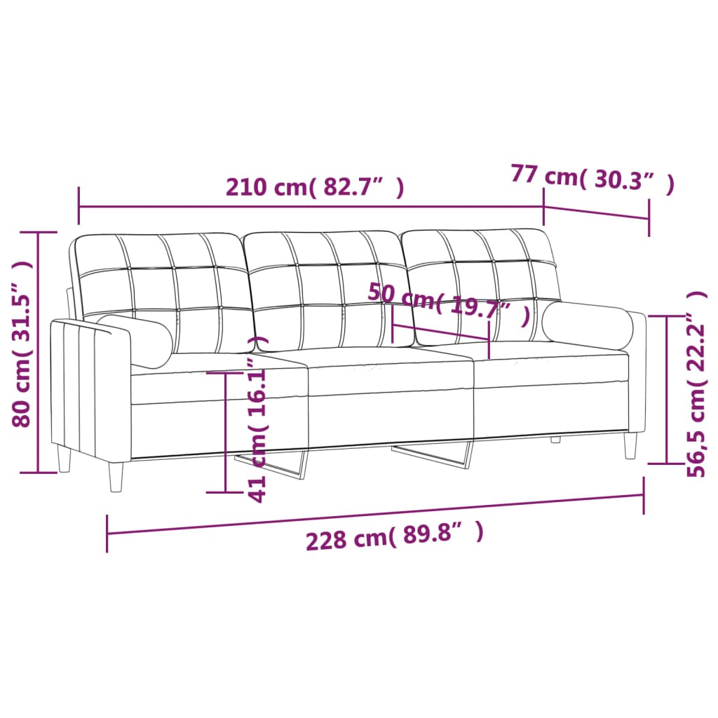 vidaXL 2-Seater Sofa with Pillows&Cushions Dark Gray 55.1" Fabric-14