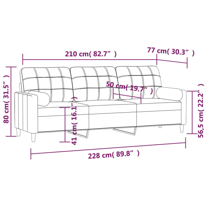 vidaXL 2-Seater Sofa with Pillows&Cushions Dark Gray 55.1" Fabric-9