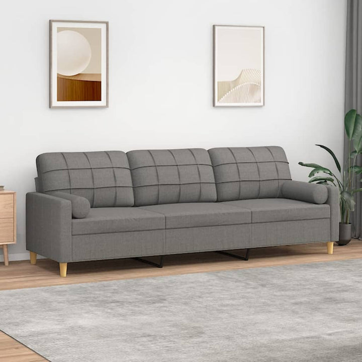 vidaXL 2-Seater Sofa with Pillows&Cushions Dark Gray 55.1" Fabric-8