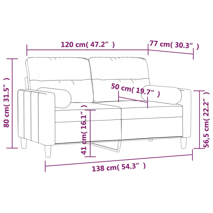 vidaXL 2-Seater Sofa with Pillows&Cushions Dark Gray 47.2" Fabric-43