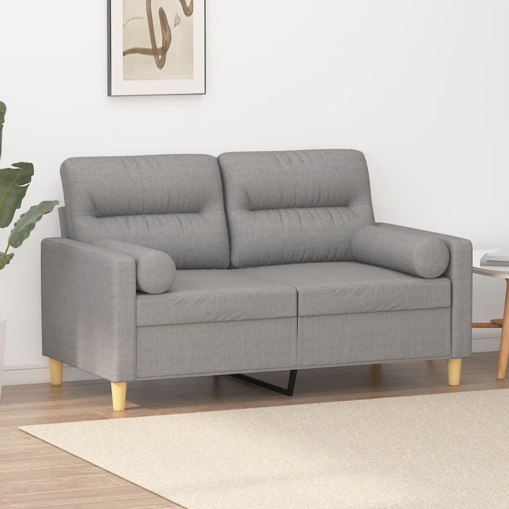 vidaXL 2-Seater Sofa with Pillows&Cushions Dark Gray 47.2" Fabric-12