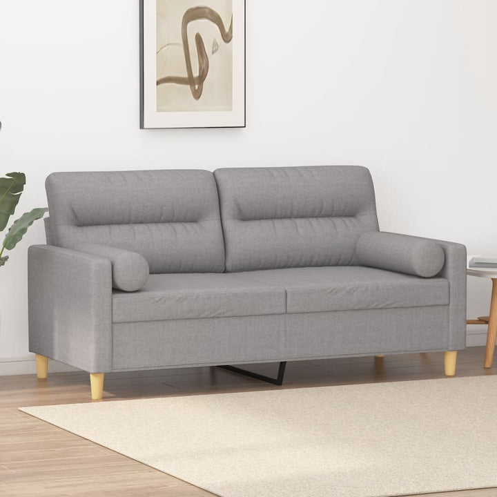 vidaXL 2-Seater Sofa with Pillows&Cushions Dark Gray 47.2" Fabric-3