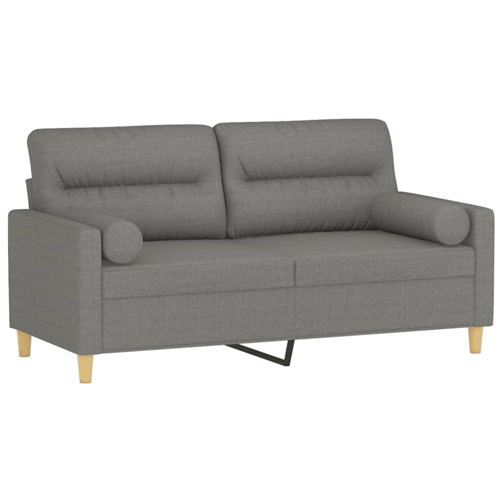 vidaXL 2-Seater Sofa with Pillows&Cushions Dark Gray 47.2" Fabric-32