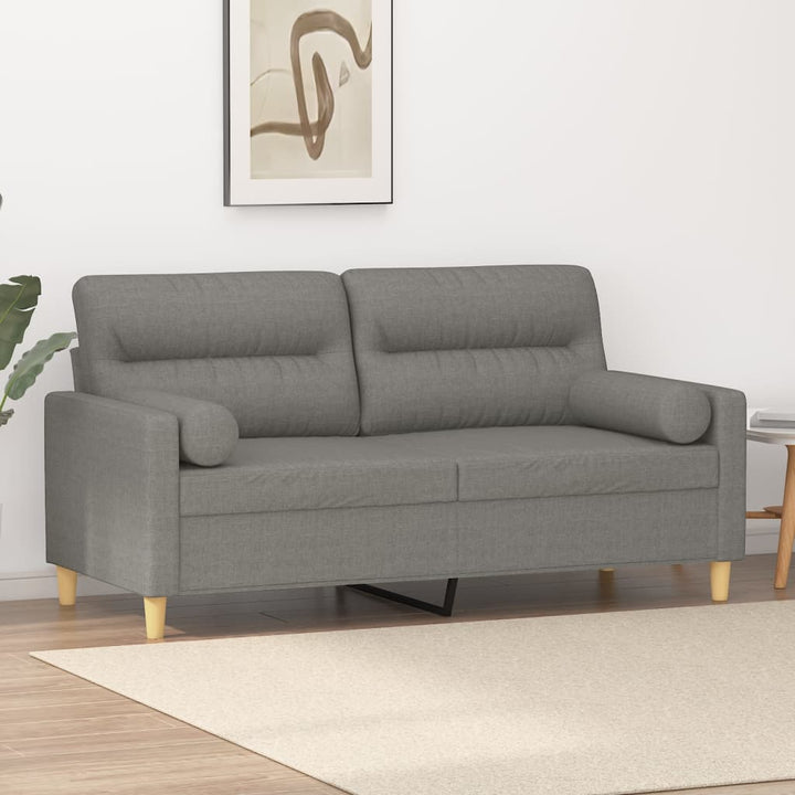 vidaXL 2-Seater Sofa with Pillows&Cushions Dark Gray 47.2" Fabric-13