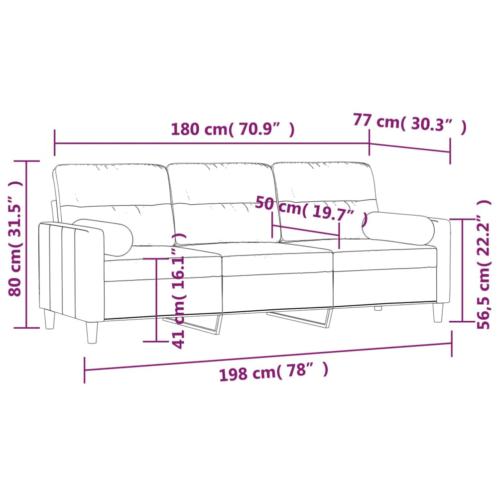 vidaXL 2-Seater Sofa with Pillows&Cushions Dark Gray 47.2" Fabric-20
