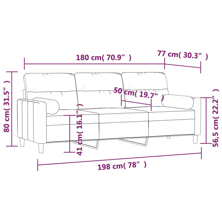 vidaXL 2-Seater Sofa with Pillows&Cushions Dark Gray 47.2" Fabric-31