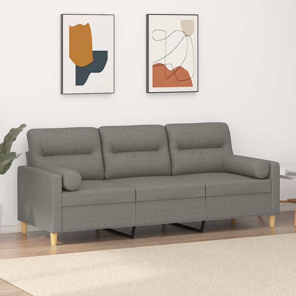 vidaXL 2-Seater Sofa with Pillows&Cushions Dark Gray 47.2" Fabric-27