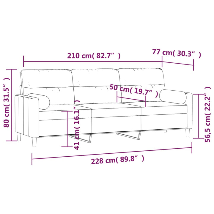 vidaXL 2-Seater Sofa with Pillows&Cushions Dark Gray 47.2" Fabric-4