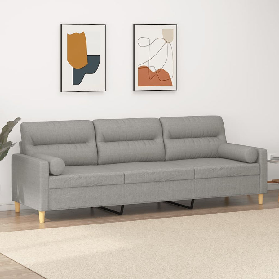 vidaXL 2-Seater Sofa with Pillows&Cushions Dark Gray 47.2" Fabric-50