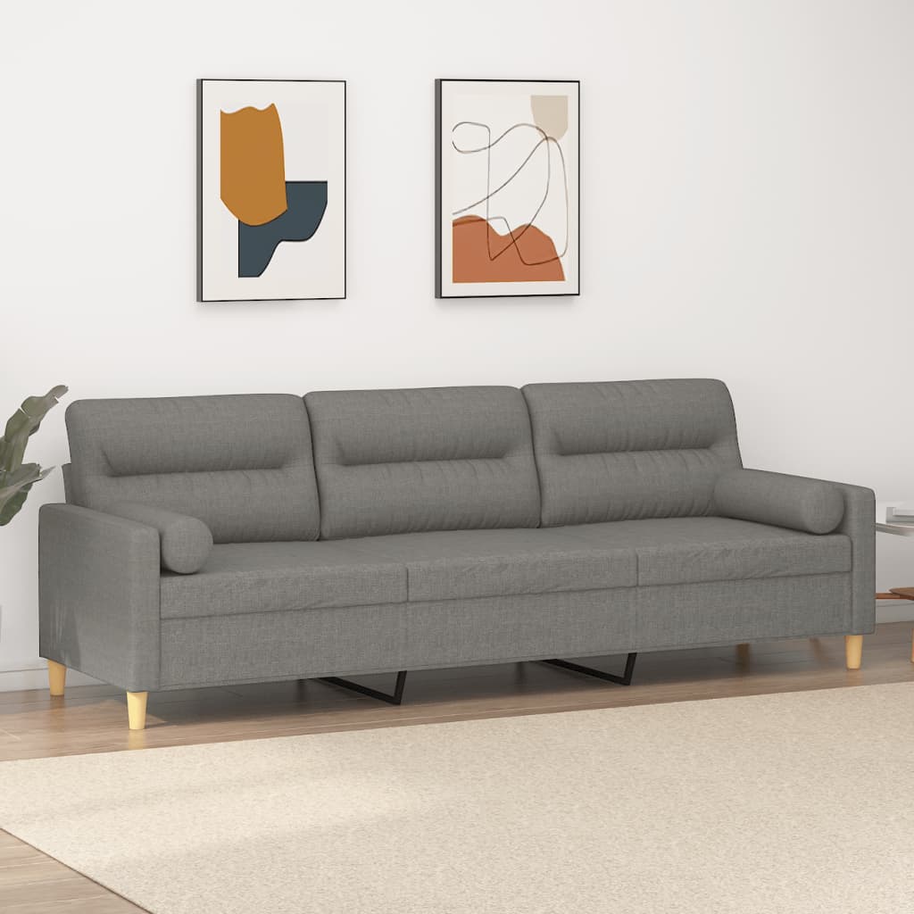 vidaXL 2-Seater Sofa with Pillows&Cushions Dark Gray 47.2" Fabric-41