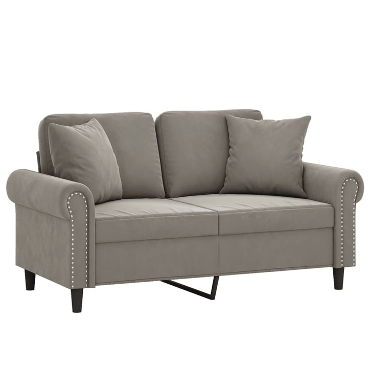 vidaXL 2-Seater Sofa with Pillows&Cushions Dark Gray 47.2" Velvet-28