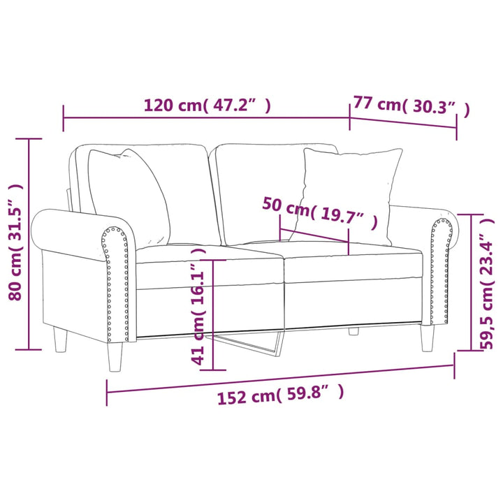 vidaXL 2-Seater Sofa with Pillows&Cushions Dark Gray 47.2" Velvet-13