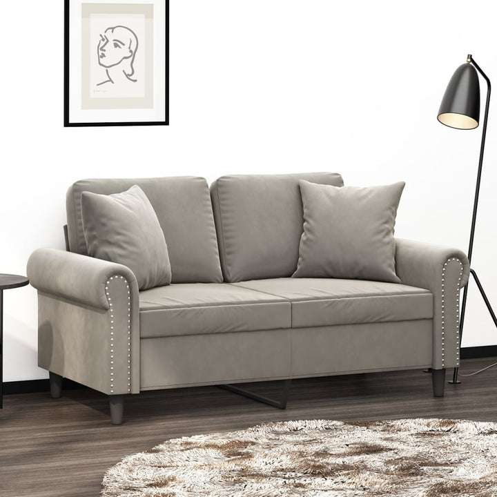 vidaXL 2-Seater Sofa with Pillows&Cushions Dark Gray 47.2" Velvet-29