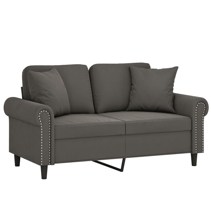 vidaXL 2-Seater Sofa with Pillows&Cushions Dark Gray 47.2" Velvet-30