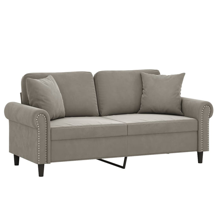 vidaXL 2-Seater Sofa with Pillows&Cushions Dark Gray 47.2" Velvet-14