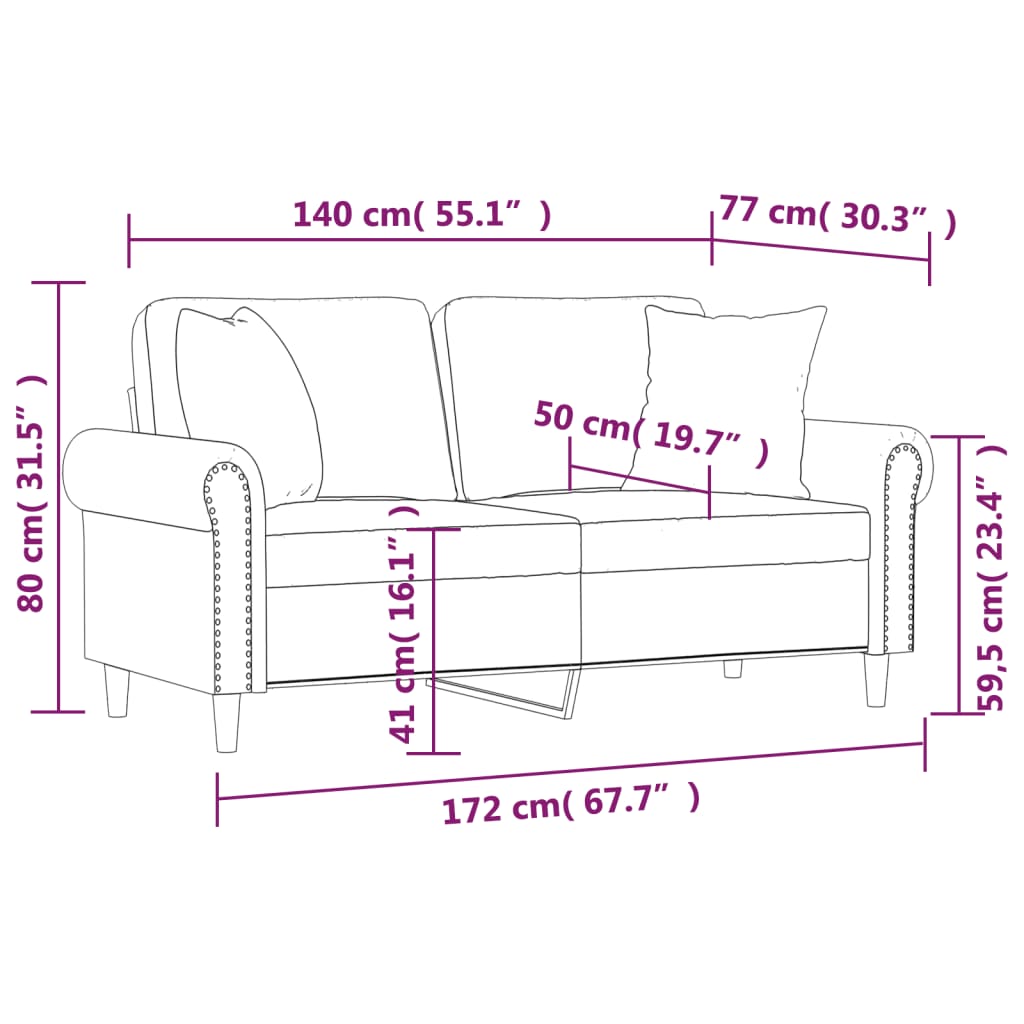 vidaXL 2-Seater Sofa with Pillows&Cushions Dark Gray 47.2" Velvet-19