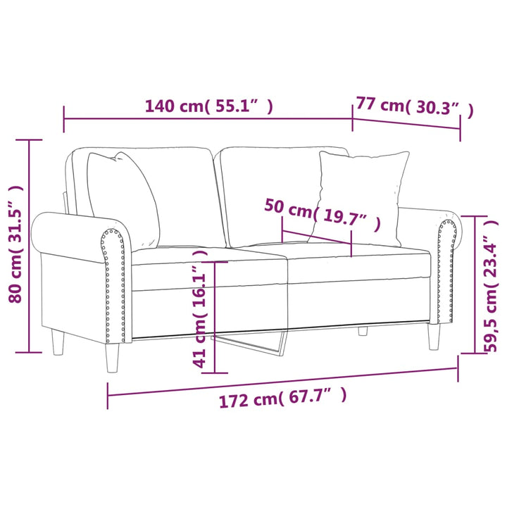 vidaXL 2-Seater Sofa with Pillows&Cushions Dark Gray 47.2" Velvet-19