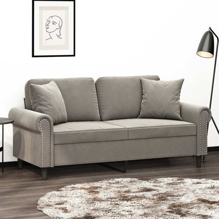 vidaXL 2-Seater Sofa with Pillows&Cushions Dark Gray 47.2" Velvet-15
