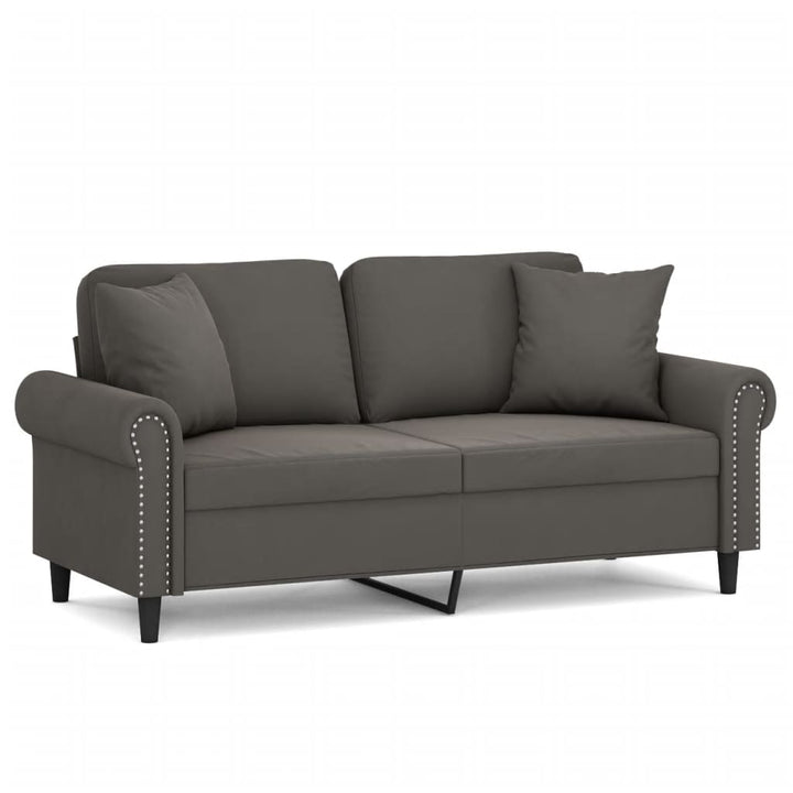 vidaXL 2-Seater Sofa with Pillows&Cushions Dark Gray 47.2" Velvet-4
