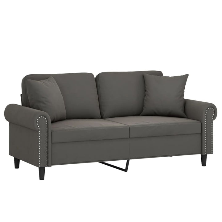 vidaXL 2-Seater Sofa with Pillows&Cushions Dark Gray 47.2" Velvet-7