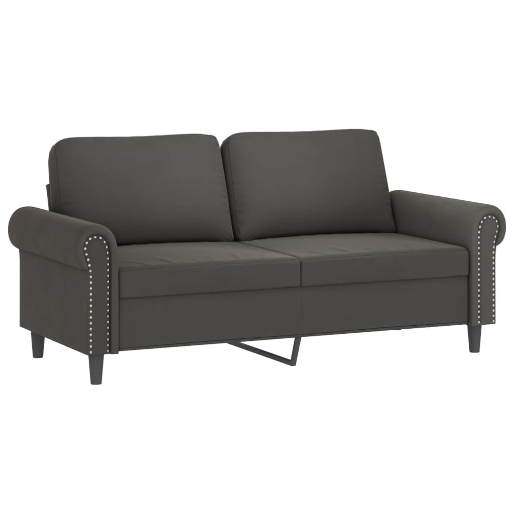 vidaXL 2-Seater Sofa with Pillows&Cushions Dark Gray 47.2" Velvet-8
