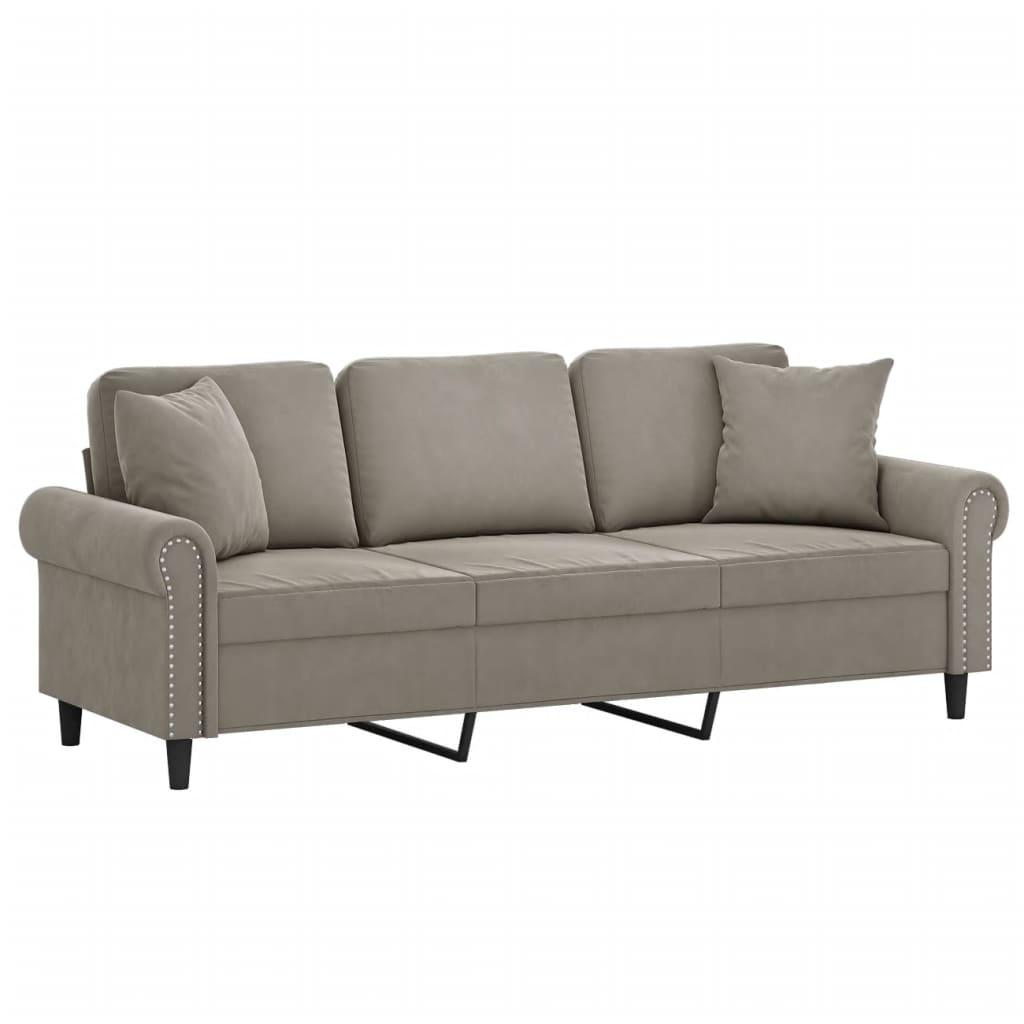 vidaXL 2-Seater Sofa with Pillows&Cushions Dark Gray 47.2" Velvet-23