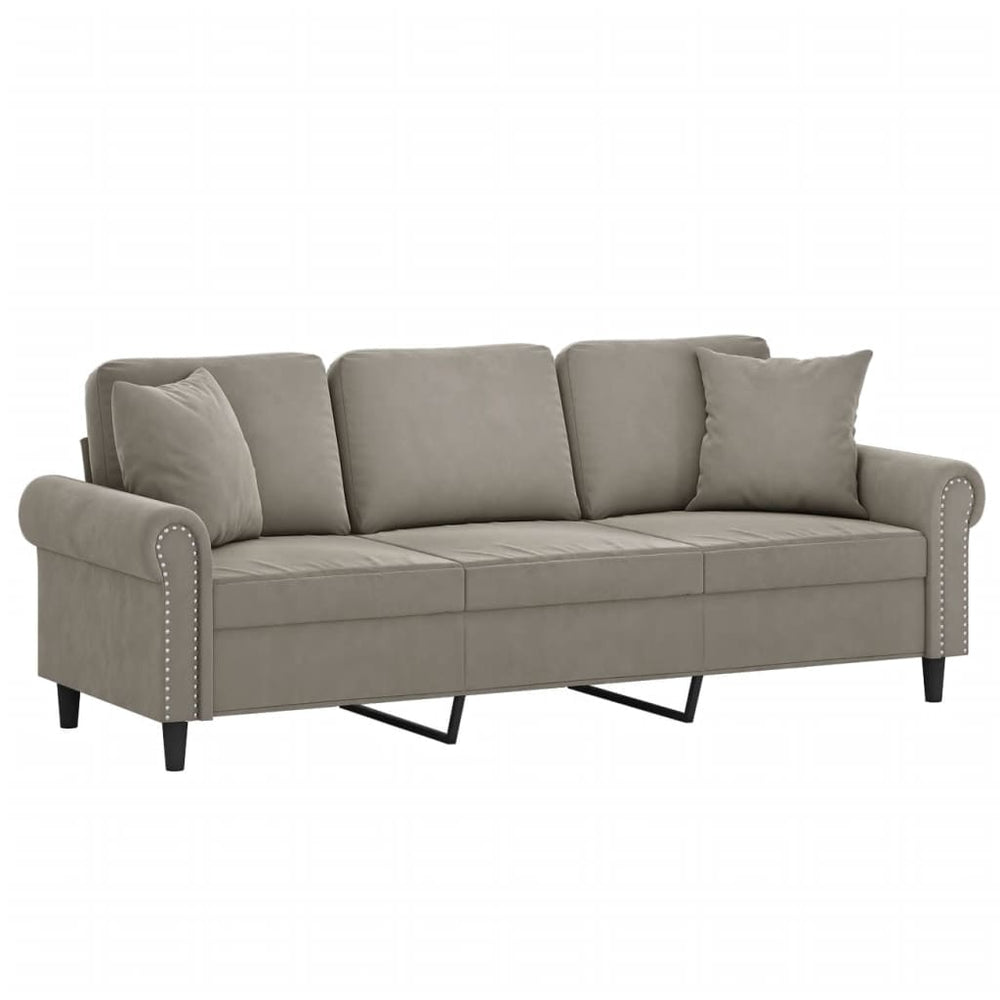 vidaXL 2-Seater Sofa with Pillows&Cushions Dark Gray 47.2" Velvet-21