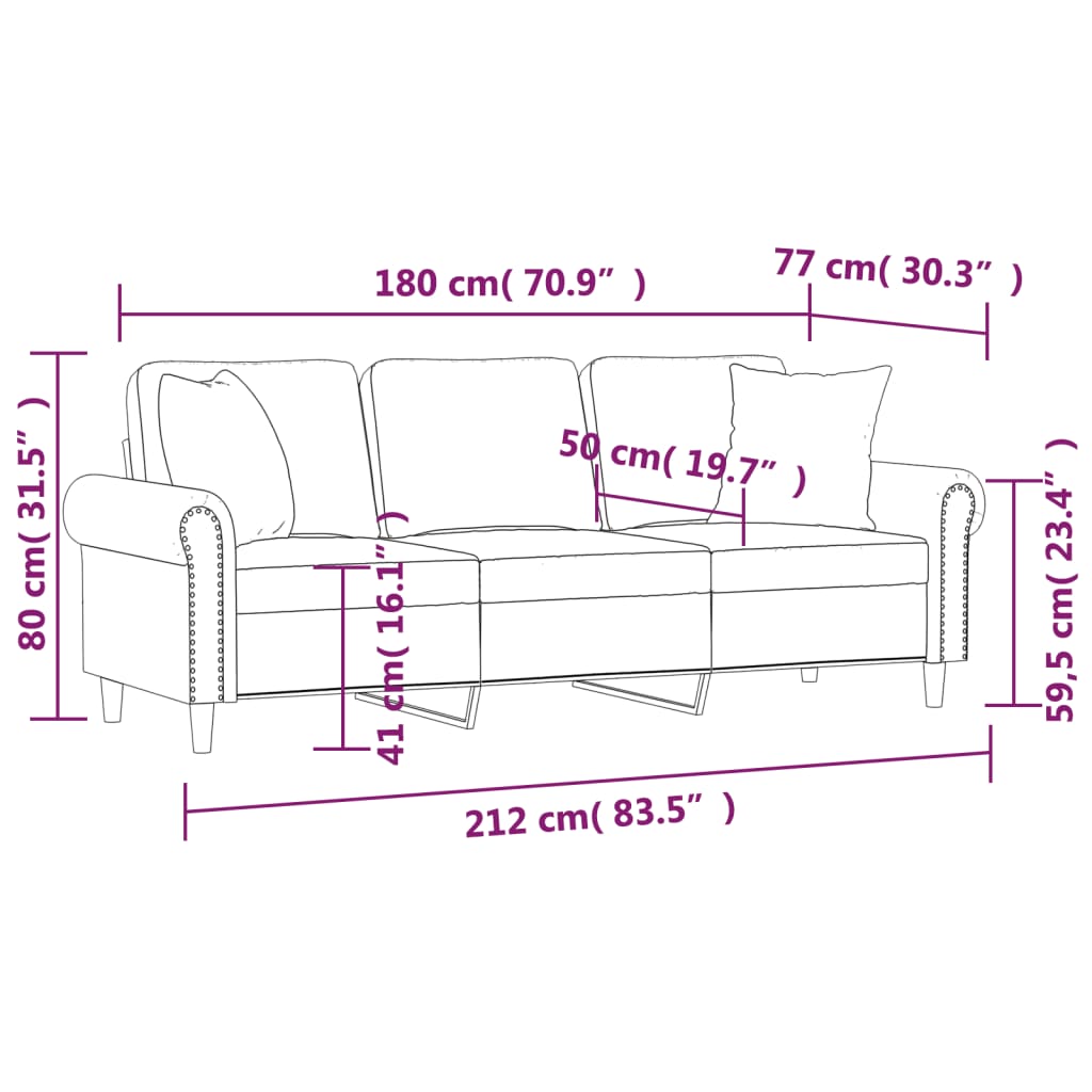 vidaXL 2-Seater Sofa with Pillows&Cushions Dark Gray 47.2" Velvet-27