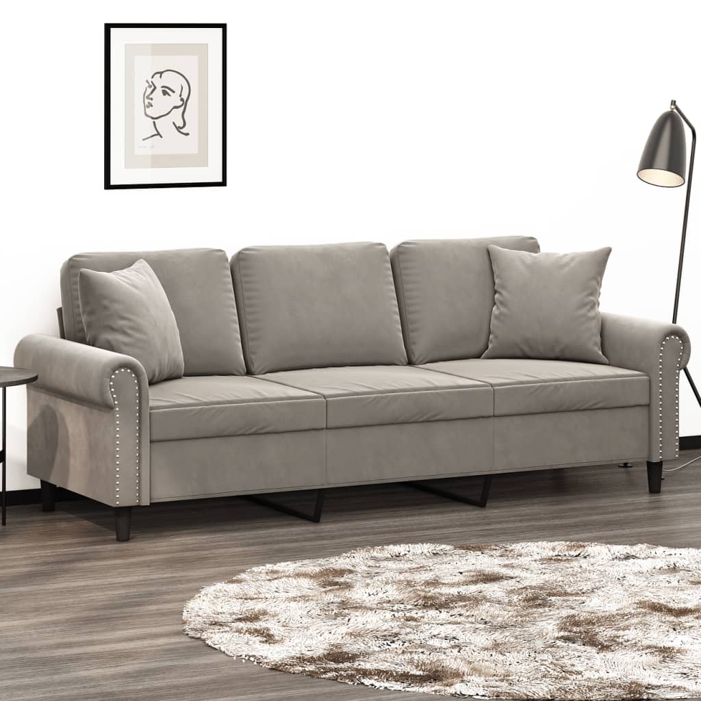 vidaXL 2-Seater Sofa with Pillows&Cushions Dark Gray 47.2" Velvet-22