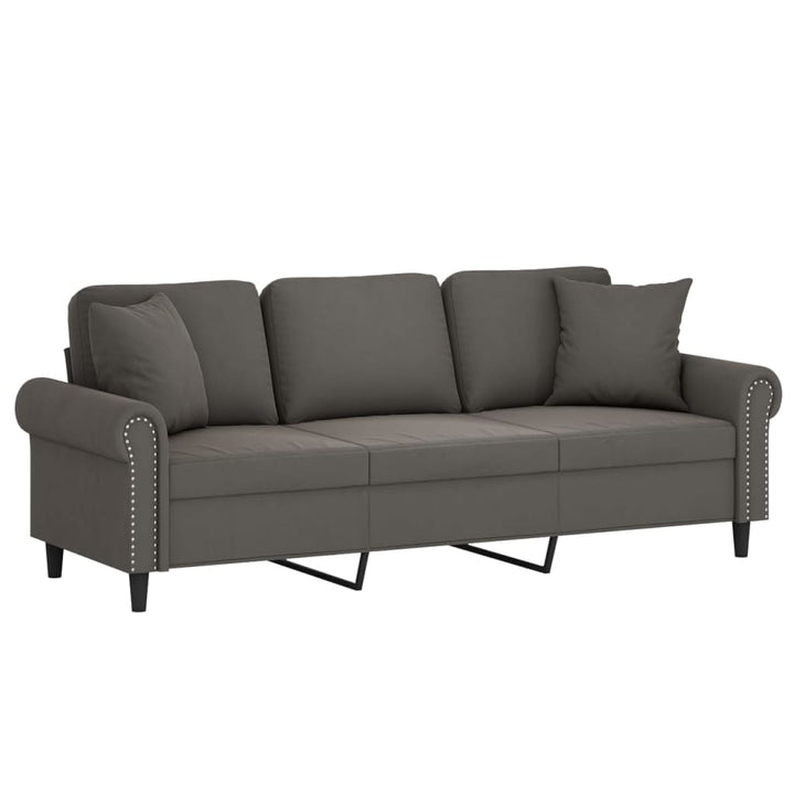vidaXL 2-Seater Sofa with Pillows&Cushions Dark Gray 47.2" Velvet-36