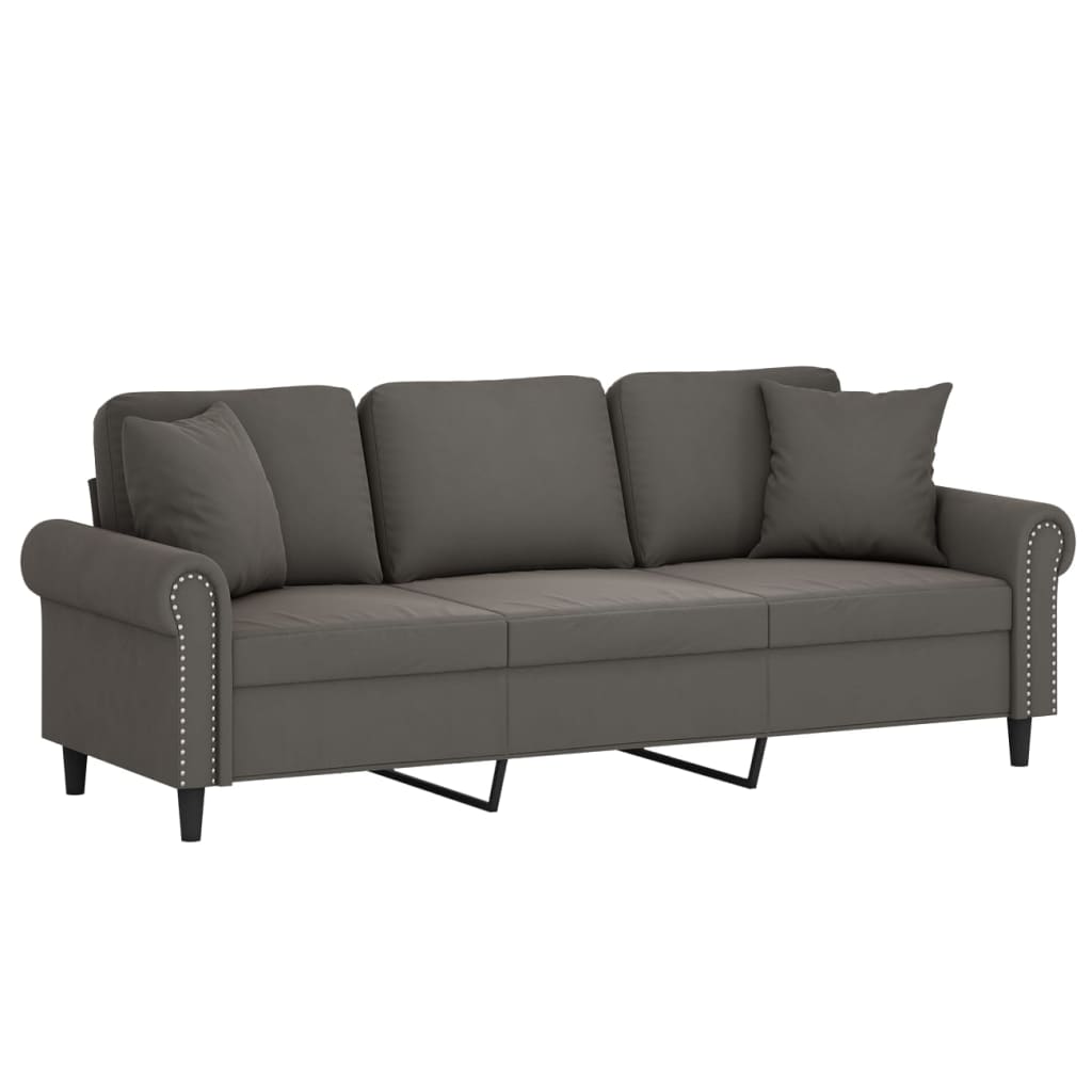 vidaXL 2-Seater Sofa with Pillows&Cushions Dark Gray 47.2" Velvet-39