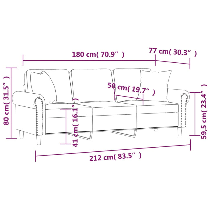 vidaXL 2-Seater Sofa with Pillows&Cushions Dark Gray 47.2" Velvet-38