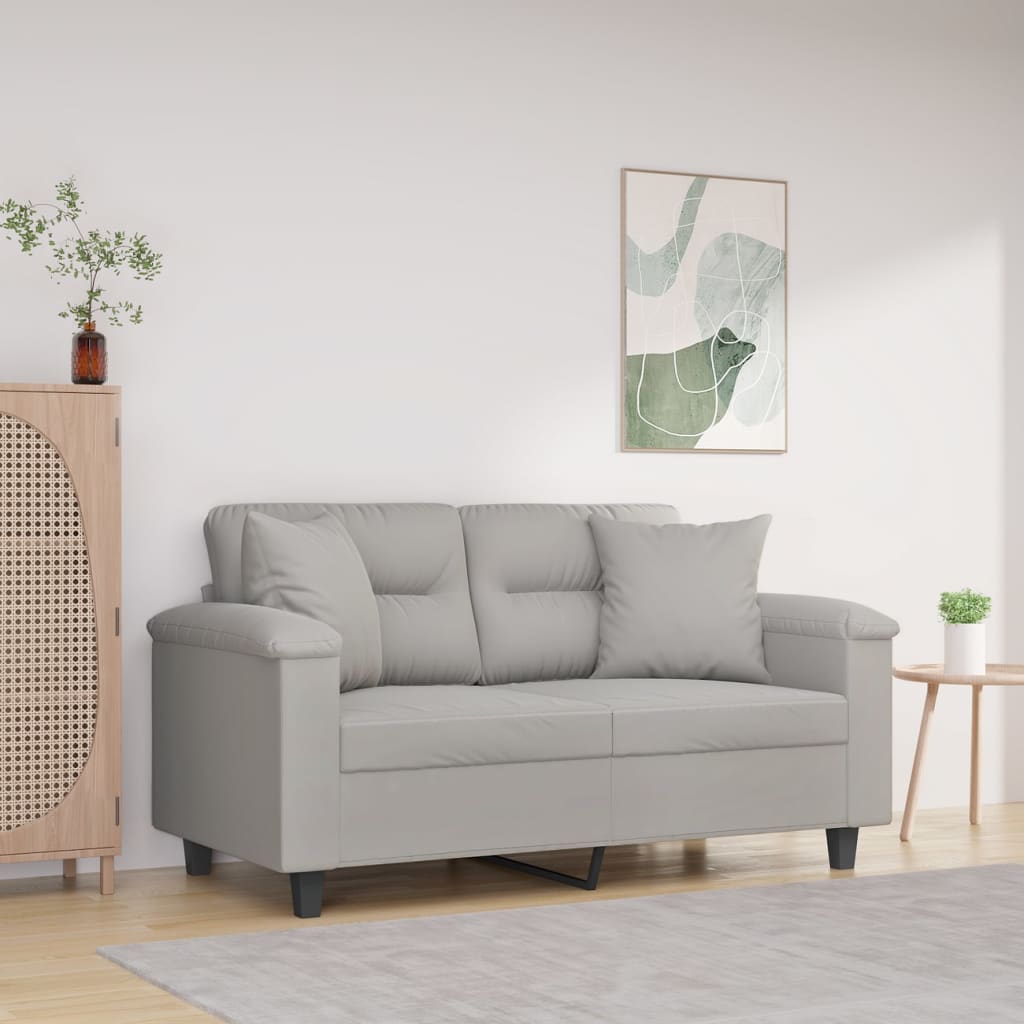 vidaXL 2-Seater Sofa with Pillows&Cushions Dark Gray 47.2" Microfiber Fabric-6