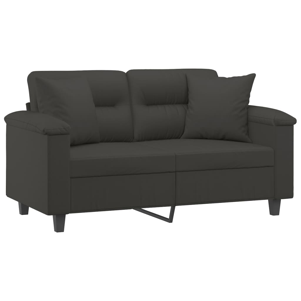 vidaXL 2-Seater Sofa with Pillows&Cushions Dark Gray 47.2" Microfiber Fabric-10